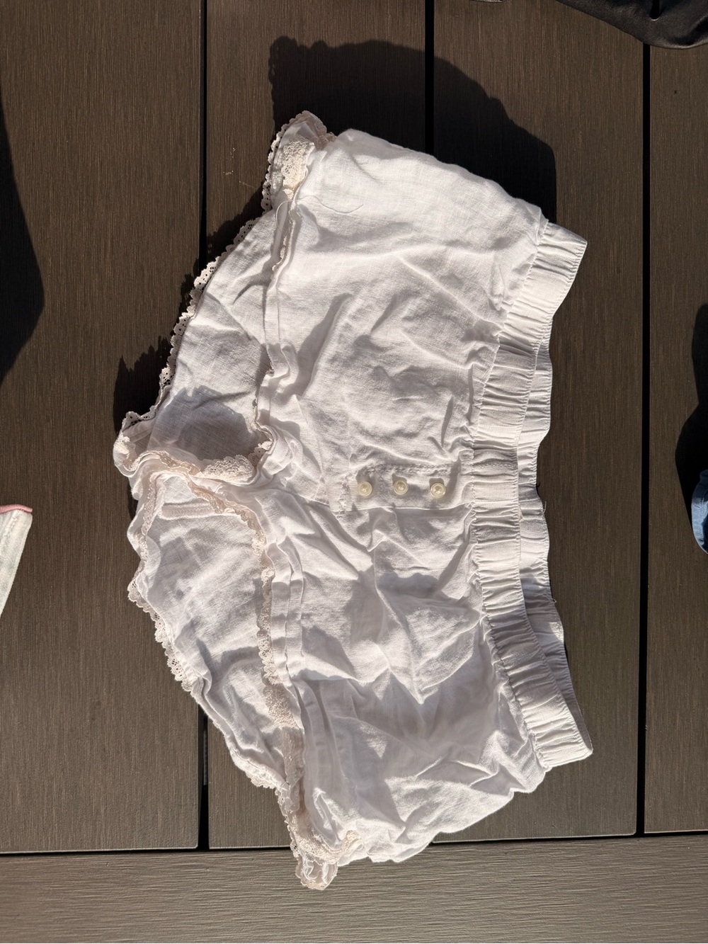 Brandy Melville White Lace-Trim High Waist Cotton Shorts